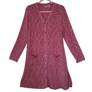 Logo Lori Goldstein Raspberry Space Dye Lightweight Long Sweater/Topper Size M